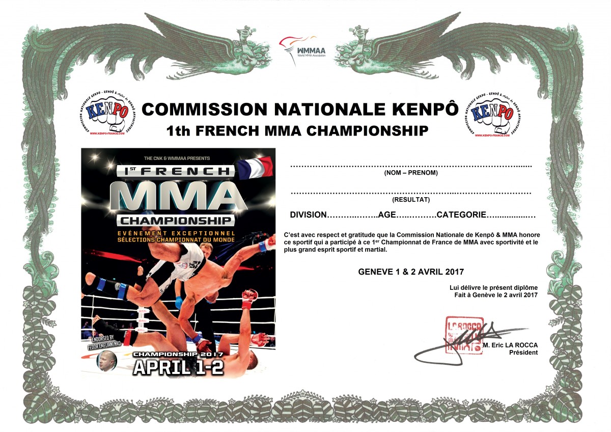Diplôme 1th French MMA Championship